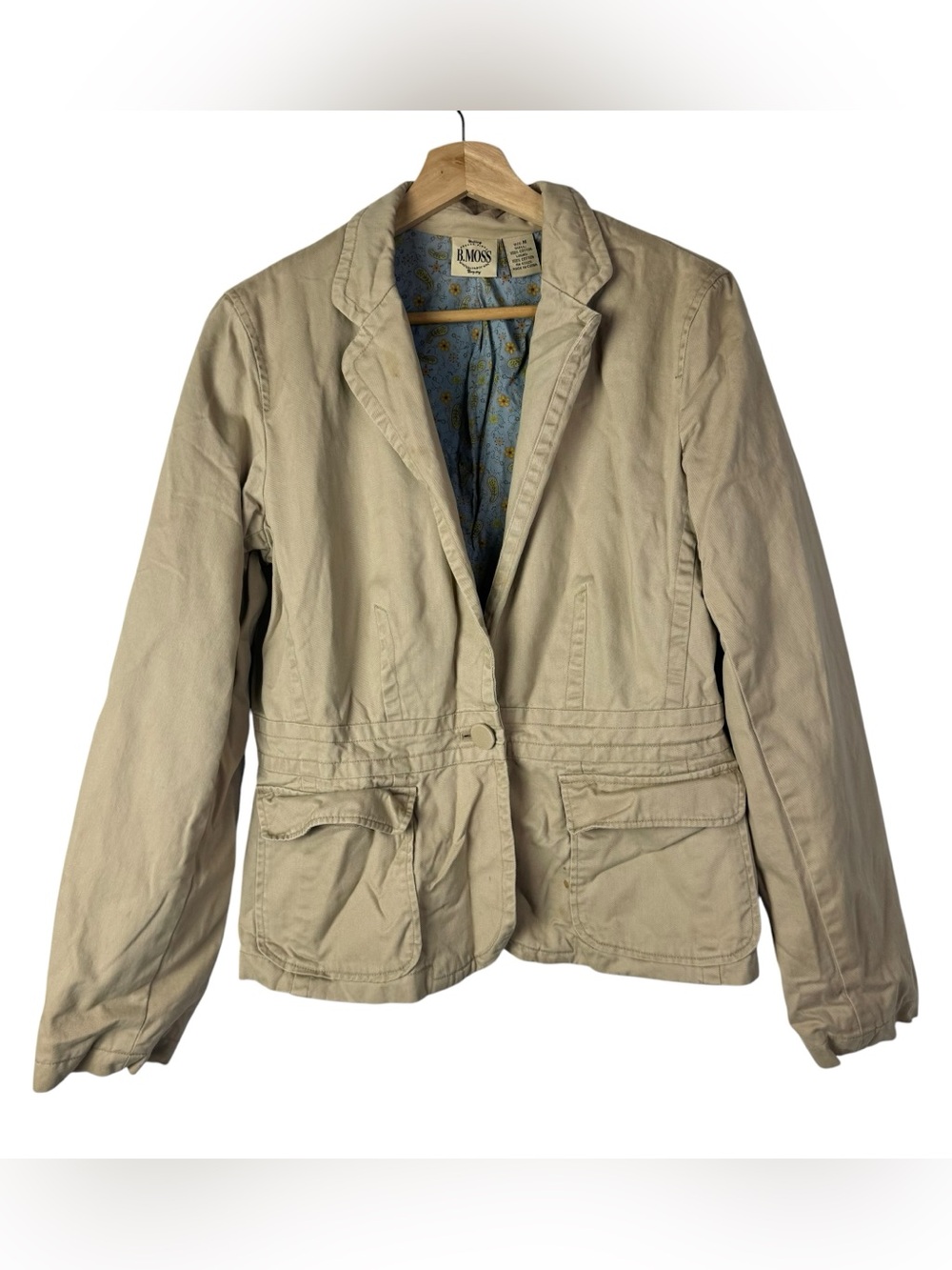 Vintage Tailor B Moss Khaki Utility Blazer Jacket‎ M